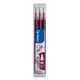 PILOT Set de 3 recharges pour roller FriXion Ball. Pointe moyenne 0,7 mm. Encre Rouge bordeaux
